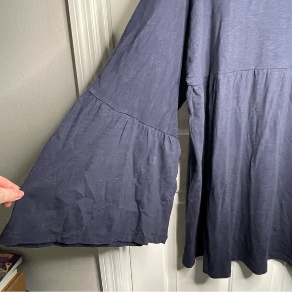 Known Supply Miller Cotton Dress Dark Blue Long Bell Sleeve Swing NWT - Picture 3 of 8